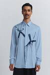 Buy_Line Out Line_Sky Blue Tencel, Twill Embroidery Axis Shirt _at_Aza_Fashions