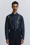 Shop_Line Out Line_Blue Denim Embroidery Torrent Shirt _Online_at_Aza_Fashions