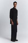Line Out Line_Black Tencel, Twill Augmented Drape Shirt _Online_at_Aza_Fashions