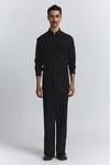 Buy_Line Out Line_Black Tencel, Twill Augmented Drape Shirt _Online_at_Aza_Fashions