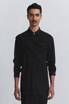 Buy_Line Out Line_Black Tencel, Twill Augmented Drape Shirt _at_Aza_Fashions