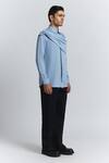 Buy_Line Out Line_Sky Blue Tencel, Twill Augmented Drape Shirt _Online_at_Aza_Fashions