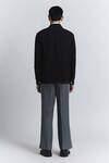 Shop_Line Out Line_Black Tencel, Twill Macro Shoulder Blazer _at_Aza_Fashions