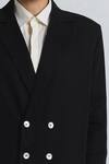 Shop_Line Out Line_Black Tencel, Twill Macro Shoulder Blazer _Online_at_Aza_Fashions