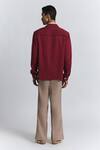 Shop_Line Out Line_Maroon Tencel, Twill Macro Shoulder Blazer _at_Aza_Fashions