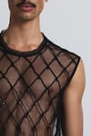 Shop_Line Out Line_Black Mesh Netted Grid Vest _Online_at_Aza_Fashions