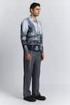 Line Out Line_Gray Cotton, Linen City Perspective Print Shacket _Online_at_Aza_Fashions