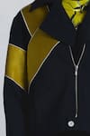Line Out Line_Navy Piping Chevron Pavilion Patch Jacket _at_Aza_Fashions