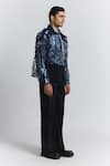 Line Out Line_Blue Denim Circuitry Laser-cut Jacket _Online_at_Aza_Fashions