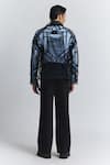 Buy_Line Out Line_Blue Denim Circuitry Laser-cut Jacket _Online_at_Aza_Fashions