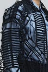 Line Out Line_Blue Denim Circuitry Laser-cut Jacket _at_Aza_Fashions