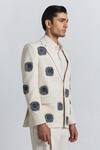 Shop_Line Out Line_Ivory Denim Applique, Beads Glintcore Blazer _Online_at_Aza_Fashions