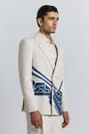 Line Out Line_Ivory Denim, Twill Patchwork, Embroidery Urban Patch Blazer _Online_at_Aza_Fashions