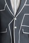 Buy_Line Out Line_Gray Denim Piping Zoning Lines Blazer _Online_at_Aza_Fashions