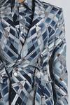 Buy_Line Out Line_Blue Cotton Satin Vortex Print Shaped Blazer 