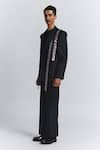 Buy_Line Out Line_Black Embroidery Chrome Band Blazer _Online_at_Aza_Fashions