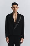 Buy_Line Out Line_Black Suiting Beads Gleam Blazer _at_Aza_Fashions