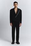 Buy_Line Out Line_Black Suiting Beads Gleam Blazer _Online_at_Aza_Fashions