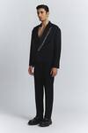 Shop_Line Out Line_Black Suiting Beads Gleam Blazer _Online_at_Aza_Fashions