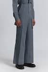 Line Out Line Gray Denim Structured Suspender Trouser Online at Aza Fashions Line Out Line_Gray Denim Structured Suspender Trouser _Online_at_Aza_Fashions