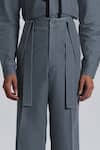 Shop Line Out Line Gray Denim Structured Suspender Trouser Online at Aza Fashions Shop_Line Out Line_Gray Denim Structured Suspender Trouser _Online_at_Aza_Fashions