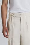 Line Out Line Ivory Denim Modulus Pleat Trouser Online at Aza Fashions Line Out Line_Ivory Denim Modulus Pleat Trouser _Online_at_Aza_Fashions