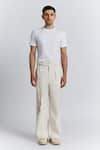 Buy Line Out Line Ivory Denim Modulus Pleat Trouser at Aza Fashions Buy_Line Out Line_Ivory Denim Modulus Pleat Trouser _at_Aza_Fashions