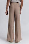 Shop_Line Out Line_Beige Denim Piping Modulus Pleat Trouser _at_Aza_Fashions