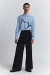 Buy Line Out Line Navy Suiting Mega Pleat Pant at Aza Fashions Buy_Line Out Line_Navy Suiting Mega Pleat Pant _at_Aza_Fashions