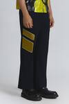 Line Out Line_Navy Suiting Patchwork, Piping Chevron Pavilion Patch Pant _Online_at_Aza_Fashions