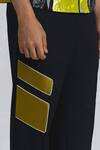 Shop_Line Out Line_Navy Suiting Patchwork, Piping Chevron Pavilion Patch Pant _Online_at_Aza_Fashions
