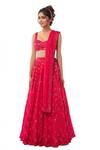 Buy_Tamanna Punjabi Kapoor_Pink Georgette Sweetheart Neck Embroidered Bridal Lehenga Set _at_Aza_Fashions