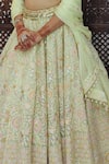 Buy_Amaltas Couture_Mint Organza Mirrors, Embroidery, Gota Patti, Zari, Leather Work Lehenga Set _Online_at_Aza_Fashions