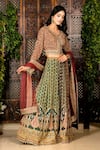 Buy_Amaltas Couture_Green Crepe, Net Embroidery, Beads, Stones, Dori Marodi Work Lehenga Set _Online_at_Aza_Fashions
