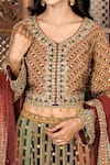 Amaltas Couture_Green Crepe, Net Embroidery, Beads, Stones, Dori Marodi Work Lehenga Set _at_Aza_Fashions