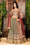 Buy_Amaltas Couture_Green Crepe, Net Embroidery, Beads, Stones, Dori Marodi Work Lehenga Set _at_Aza_Fashions