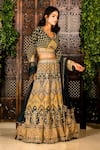 Buy_Amaltas Couture_Yellow Crepe Beads, Embroidery, Sequins V-neck Dori Marod Work Lehenga Set _at_Aza_Fashions