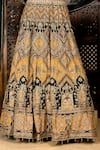 Shop_Amaltas Couture_Yellow Crepe Beads, Embroidery, Sequins V-neck Dori Marod Work Lehenga Set _Online_at_Aza_Fashions