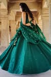 Amaltas Couture_Green Georgette Sequins, Embroidery V-neck Lucknowi Lehenga Set _Online_at_Aza_Fashions