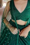 Buy_Amaltas Couture_Green Georgette Sequins, Embroidery V-neck Lucknowi Lehenga Set _Online_at_Aza_Fashions