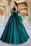 Shop_Amaltas Couture_Green Georgette Sequins, Embroidery V-neck Lucknowi Lehenga Set _Online_at_Aza_Fashions