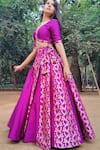 Buy_Amaltas Couture_Purple Silk, Brocade Embroidery, Zari V-neck Banarasi Lehenga Set _Online_at_Aza_Fashions