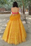 Shop_Amaltas Couture_Yellow Organza, Silk Zari, Sequins, Embroidery Sweetheart Weaving Lehenga Set _at_Aza_Fashions