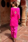Shop Nazar By Indu Fuchsia Cotton, Georgette Mirrors, Embroidery, Gota Work Kurta Farshi Salwar Set at Aza Fashions Shop_Nazar By Indu_Fuchsia Cotton, Georgette Mirrors, Embroidery, Gota Work Kurta Farshi Salwar Set _at_Aza_Fashions