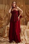Jade By Ashima Maroon Organza, Crepe Embroidery, Beads Sweetheart Neck Kurta Set Online Jade By Ashima_Maroon Organza, Crepe Embroidery, Beads Sweetheart Neck Kurta Set _Online