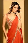 Buy_Dajwaree_Orange Georgette Mirrors, Zari, Stones Sunehri Ruffled Lehenga Saree With Blouse 