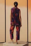 Shop_Kavya Singh Kundu_Purple Silk Fringe Mave Abstract Print Blazer With Pant _at_Aza_Fashions