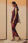 Kavya Singh Kundu_Purple Silk Fringe Mave Abstract Print Blazer With Pant _Online_at_Aza_Fashions