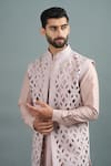 Buy Gargee Designers Blush Suede Cut Work, Embroidery Jaal Bundi And Kurta Set Online at Aza Fashions Buy_Gargee Designers_Blush Suede Cut Work, Embroidery Jaal Bundi And Kurta Set _Online_at_Aza_Fashions
