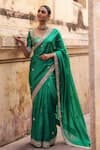 Buy Vinita Bhansali Green Silk Embroidery, Sequins, Stones, Zari Hiral Saree With Blouse at Aza Fashions Buy_Vinita Bhansali_Green Silk Embroidery, Sequins, Stones, Zari Hiral Saree With Blouse _at_Aza_Fashions